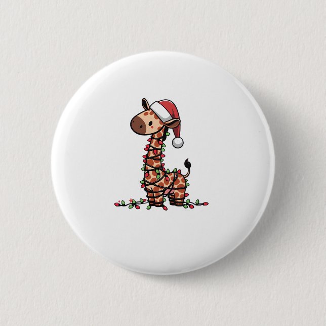 Cute Giraffe Christmas Tree Giraffe Lovers   2 Inch Round Button (Front)
