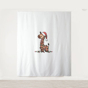 Cute Giraffe Christmas Tree Giraffe Lovers Tapestry