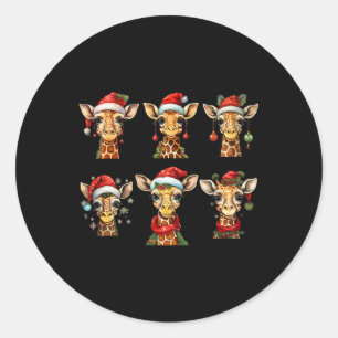 Cute Giraffe Christmas Tree Giraffe Lovers Xmas Ho Classic Round Sticker