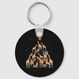 Cute Giraffe Christmas Tree Giraffe Lovers Xmas Ho Keychain