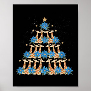 Cute Giraffe Christmas Tree Giraffe Lovers Xmas Ho Poster