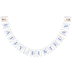 Cute Giraffe Colorful Balloon Boy Birthday  Buntin Bunting Flags