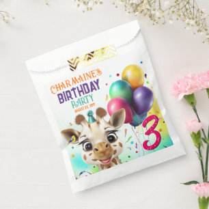 Cute Giraffe Colourful Confetti Kids Birthday Part Favour Bag