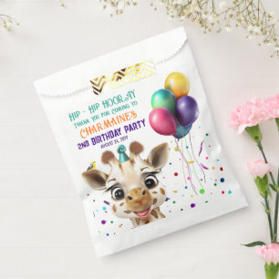 Cute Giraffe Colourful Confetti Kids Birthday Part Favour Bag