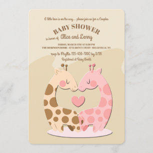 Cute Giraffe Couple Baby Shower Invitation