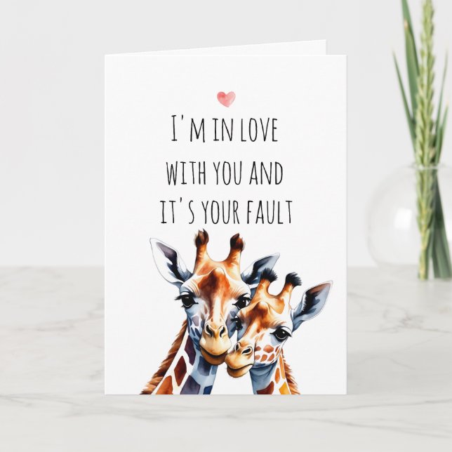 Cute Giraffe Couple I’m in Love With You Holiday Card (Front)