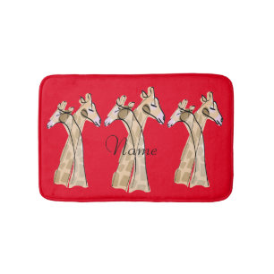 Cute Giraffe Couple Thunder_Cove Bath Mat