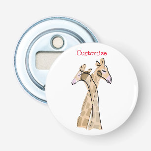 Cute Giraffe Couple Thunder_Cove  Bottle Opener