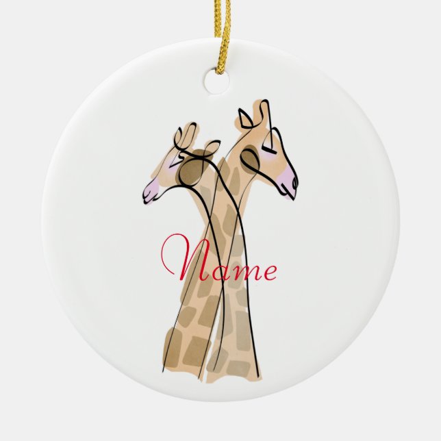 Cute Giraffe Couple  Thunder_Cove  Ceramic Ornament (Front)