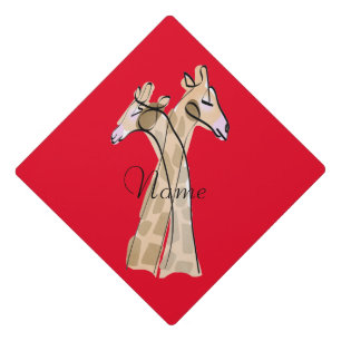 Cute Giraffe Couple  Thunder_Cove Graduation Cap Topper