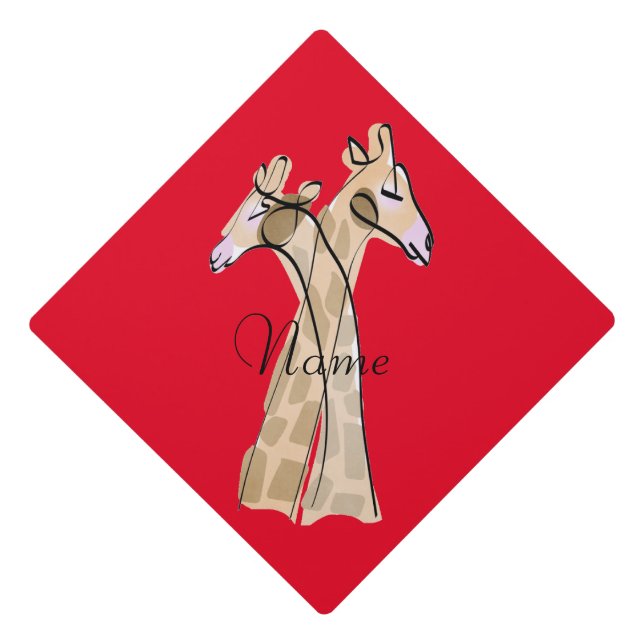 Cute Giraffe Couple  Thunder_Cove Graduation Cap Topper (Front)