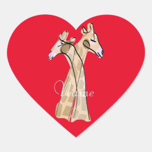 Cute Giraffe Couple  Thunder_Cove  Heart Sticker