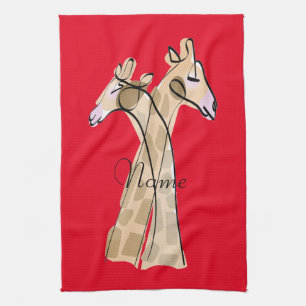 Cute Giraffe Couple Thunder_Cove Kitchen Towel