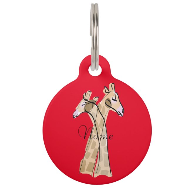 Cute Giraffe Couple  Thunder_Cove   Pet Tag (Front)