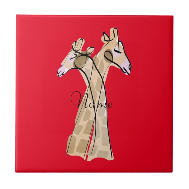 Cute Giraffe Couple  Thunder_Cove Tile (Front)