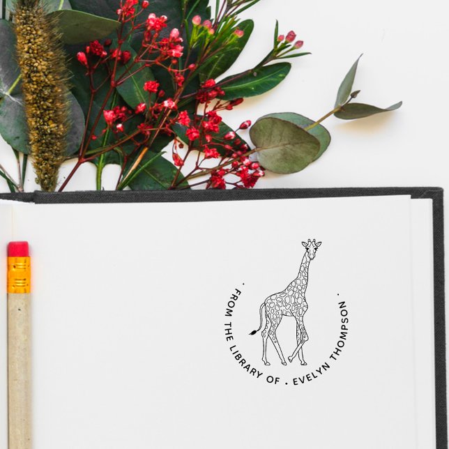 Cute Giraffe Custom Book From The Library Of Self-inking Stamp (Creator Uploaded)