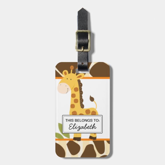 Cute Giraffe Customizable Luggage Tag (Front Vertical)