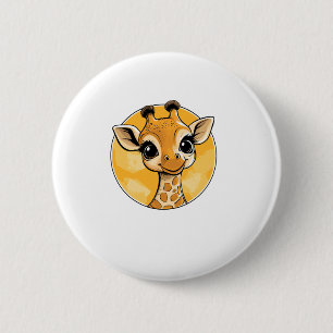 Cute Giraffe Drawing Cartoon Style 2 Inch Round Button