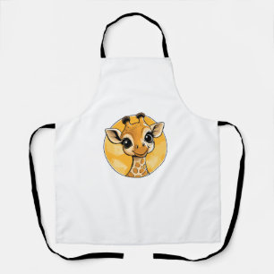 Cute Giraffe Drawing Cartoon Style   Apron