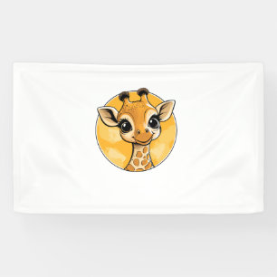 Cute Giraffe Drawing Cartoon Style Banner