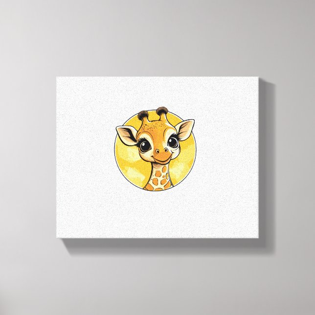Cute Giraffe Drawing Cartoon Style   Canvas Print (Front)