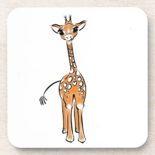 Cute giraffe drawing coaster
