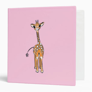 Cute giraffe drawing pink  binder