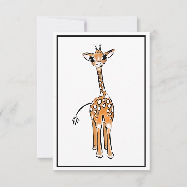 Cute Giraffe drawing, safari animals  (Front)