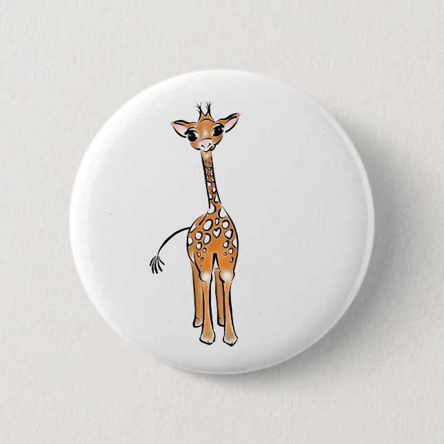 Cute Giraffe drawing, safari animals  2 Inch Round Button (Front)
