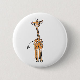 Cute Giraffe drawing, safari animals  2 Inch Round Button
