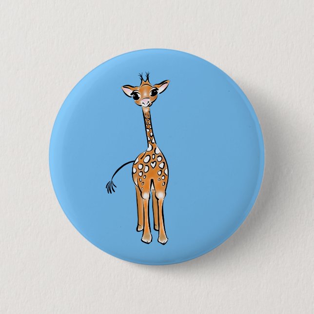 Cute Giraffe drawing, safari animals  2 Inch Round Button (Front)