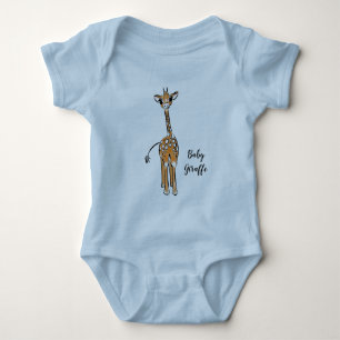 Cute Giraffe drawing, safari animals Baby Bodysuit
