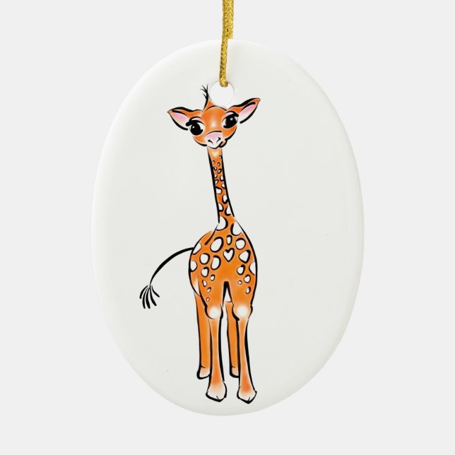 Cute Giraffe drawing, safari animals  Ceramic Ornament (Front)