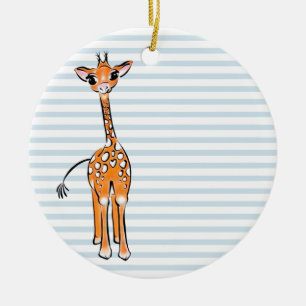 Cute giraffe drawing, safari animals ceramic ornament