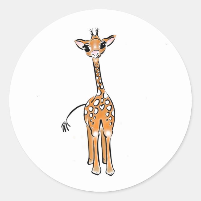 Cute Giraffe drawing, safari animals  Classic Round Sticker (Front)