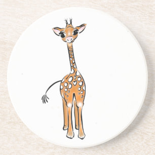 Cute Giraffe drawing, safari animals Coaster