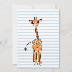 Cute giraffe drawing, safari animals   invitation