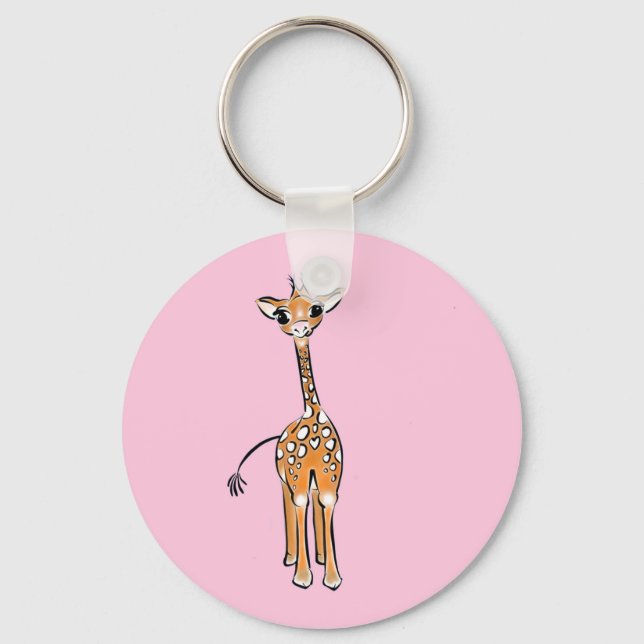 Cute giraffe drawing, safari animals  keychain (Front)