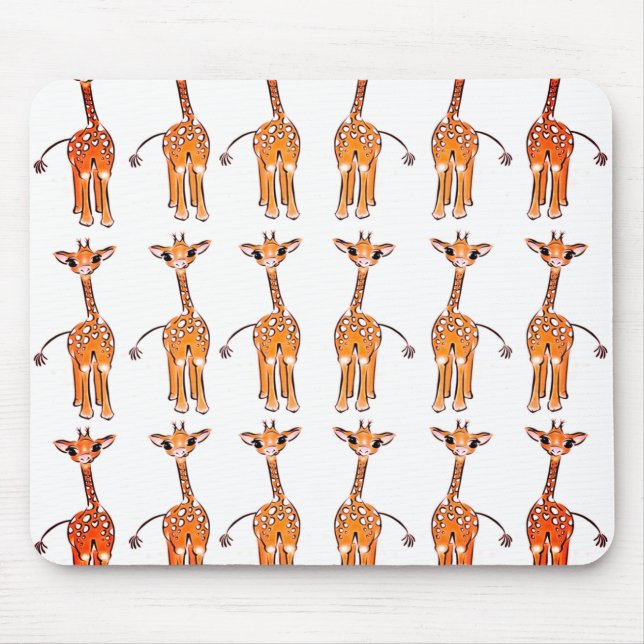 Cute giraffe drawing, safari animals  mouse pad (Front)