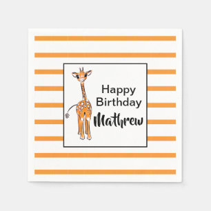 Cute Giraffe drawing, safari animals  Napkin