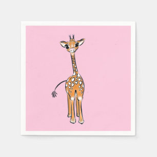 Cute Giraffe drawing, safari animals Napkin