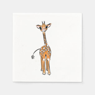 Cute Giraffe drawing, safari animals Napkin