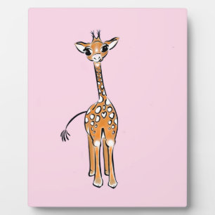 Cute giraffe drawing, safari animals plaque