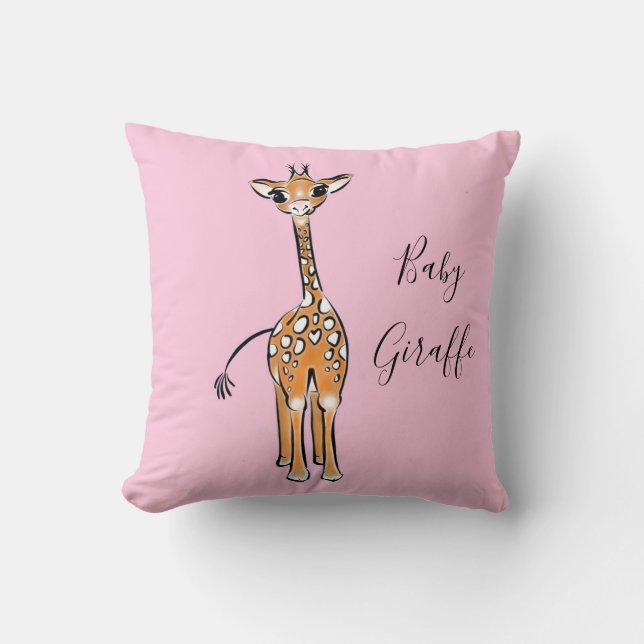 Cute Giraffe drawing, safari animals  Throw Pillow (Front)