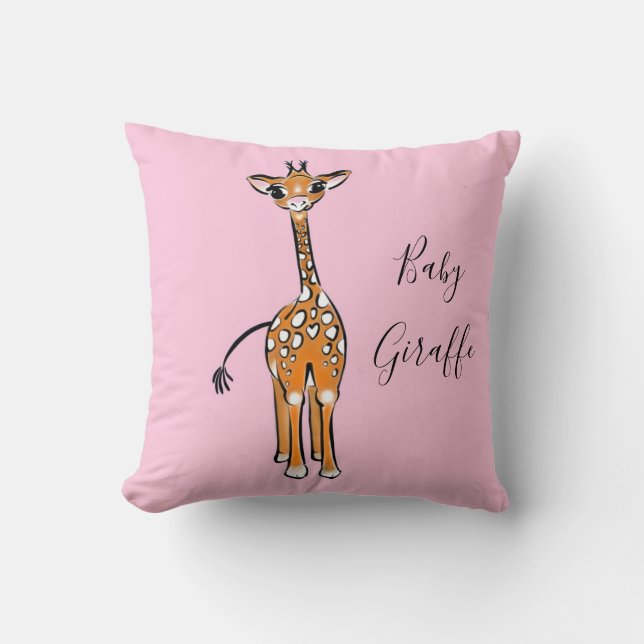 Cute Giraffe drawing, safari animals  Throw Pillow (Front)