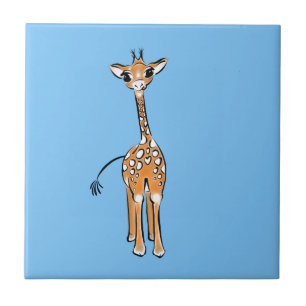 Cute Giraffe drawing, safari animals  Tile