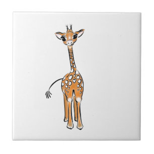 Cute Giraffe drawing, safari animals  Tile