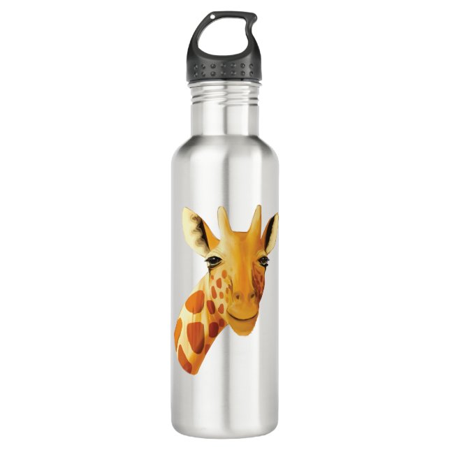 Cute giraffe face beautiful safari  710 ml water bottle (Front)