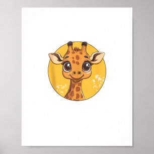 Cute Giraffe Face Big Eyes Animal Lover  Poster