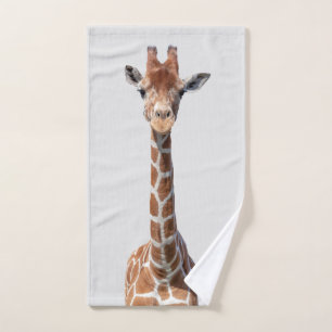 Cute giraffe face hand towel